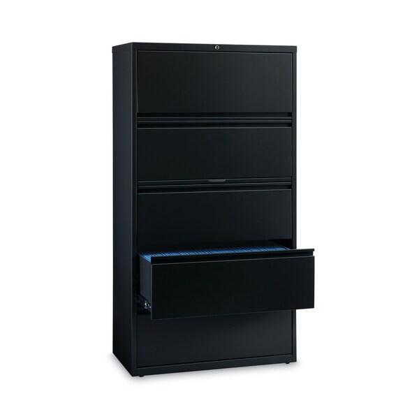 Hirsh Industries 36 in W 5 Drawer File Cabinets, Black, Legal; Letter; A4 - 14992