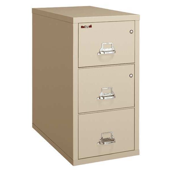 Fireking 15-1/4" W 3 Drawer Fire-Resistant Vertical File Cabinet with Safe, Parchment, Legal - 3-2131-CPA SF