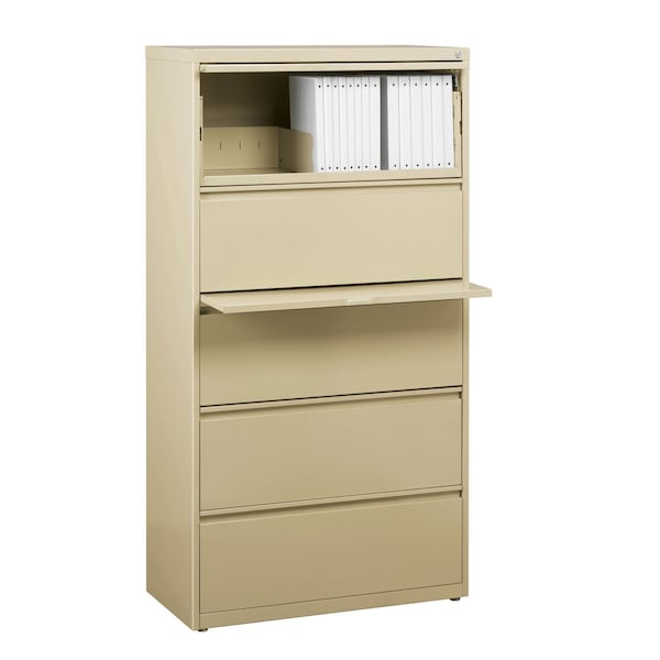 Hirsh 30" W 5 Drawer Lateral File Cabinet, Putty, A4/Legal/Letter - 14979