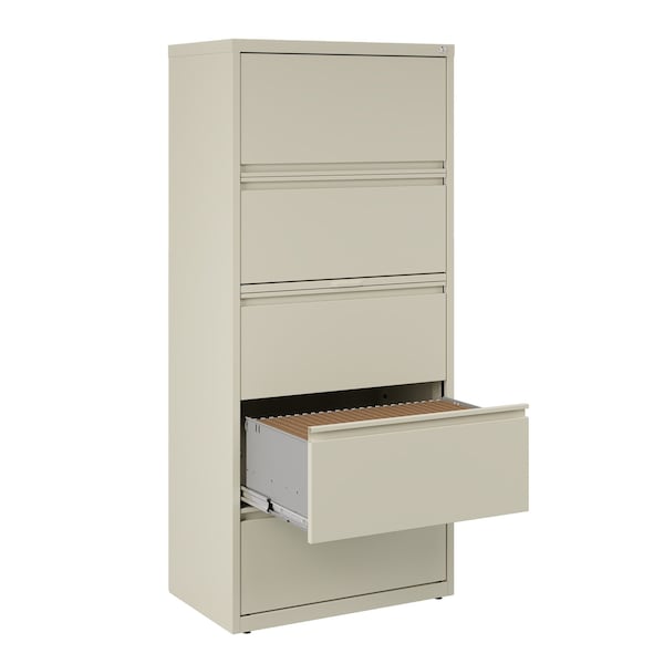 Hirsh 30" W 5 Drawer Lateral File Cabinet, Putty, A4/Legal/Letter - 14979