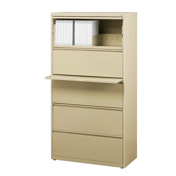 Hirsh 30" W 5 Drawer Lateral File Cabinet, Putty, A4/Legal/Letter - 14979