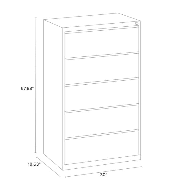 Hirsh 30" W 5 Drawer Lateral File Cabinet, Putty, A4/Legal/Letter - 14979