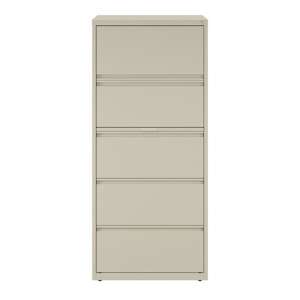 Hirsh 30" W 5 Drawer Lateral File Cabinet, Putty, A4/Legal/Letter - 14979