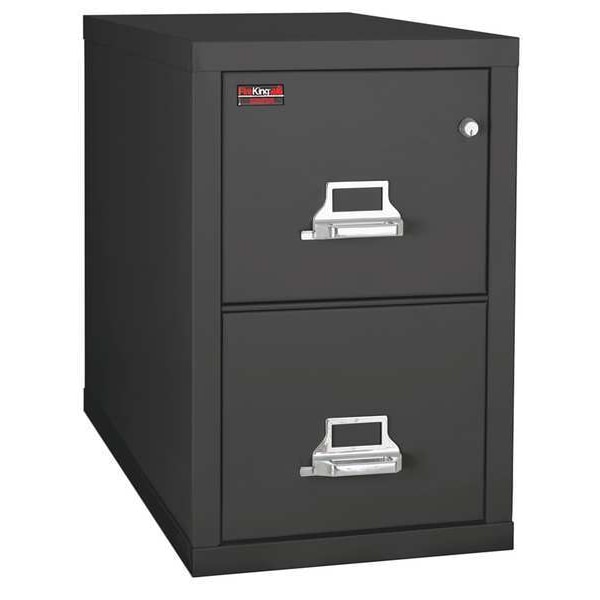 Fireking 15-1/4" W 2 Drawer Fire-Resistant Vertical File Cabinet, Black, Legal - 2-2130-2BL
