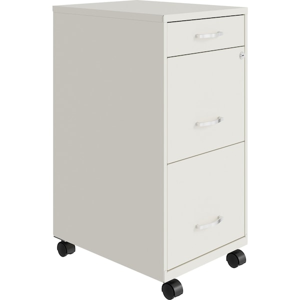 Nusparc 3-Drawer Mobile Vertical File Cabinet, 14.2" x 18" x 29.5", White - NPRVF318BMWE