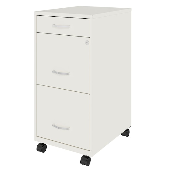 Space Solutions 14.25 in W 3 Drawer Mobile Vertical File Cabinet, Pearl White - 24418
