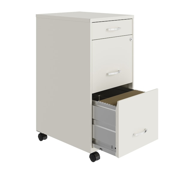 Space Solutions 14.25 in W 3 Drawer Mobile Vertical File Cabinet, Pearl White - 24418