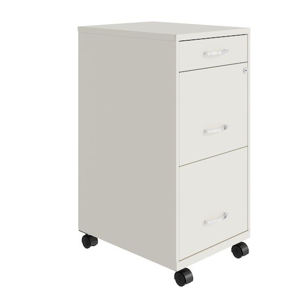 Space Solutions 14.25 in W 3 Drawer Mobile Vertical File Cabinet, Pearl White - 24418