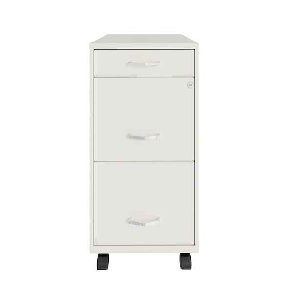 Space Solutions 14.25 in W 3 Drawer Mobile Vertical File Cabinet, Pearl White - 24418