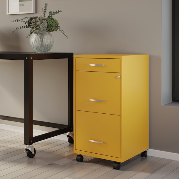 Space Solutions 14.25 in W 3 Drawer Mobile Vertical File Cabinet, Goldfinch - 25284