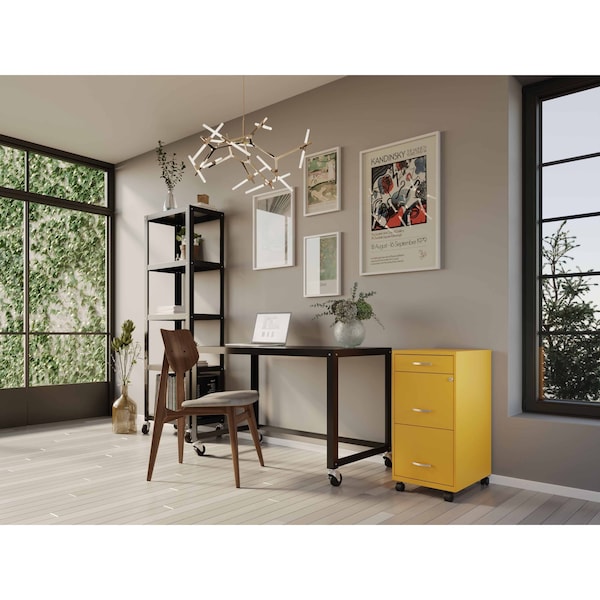 Space Solutions 14.25 in W 3 Drawer Mobile Vertical File Cabinet, Goldfinch - 25284