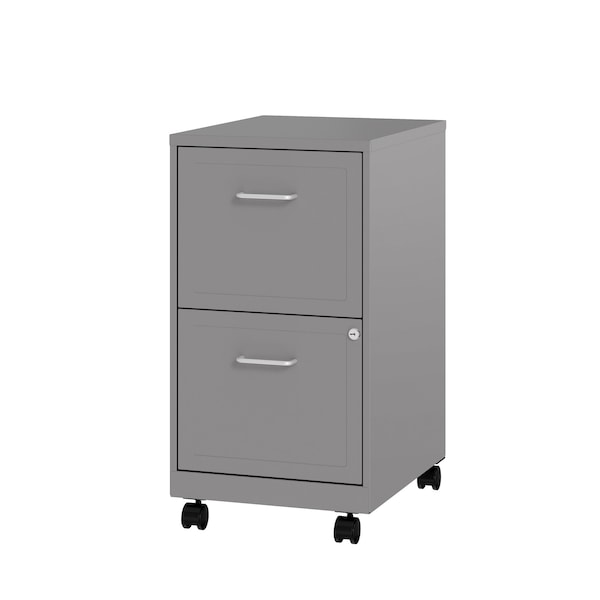 Space Solutions 14.25 in W 2 Drawer Mobile Vertical File Cabinet, Arctic Silver - 16873