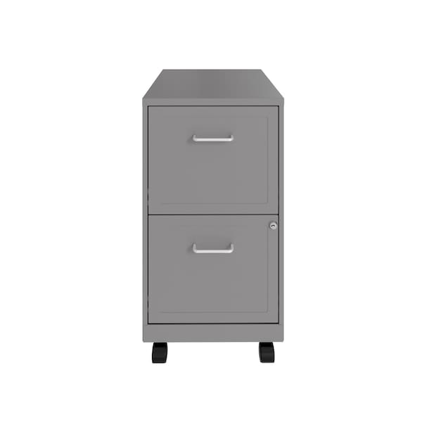 Space Solutions 14.25 in W 2 Drawer Mobile Vertical File Cabinet, Arctic Silver - 16873