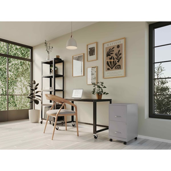 Space Solutions 14.25 in W 2 Drawer Mobile Vertical File Cabinet, Arctic Silver - 16873