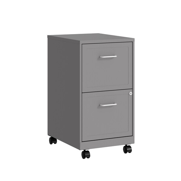 Space Solutions 14.25 in W 2 Drawer Mobile Vertical File Cabinet, Arctic Silver - 16873