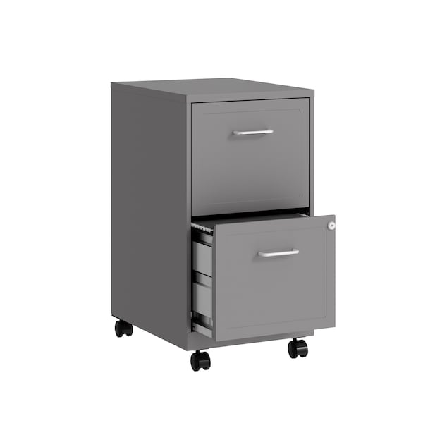 Space Solutions 14.25 in W 2 Drawer Mobile Vertical File Cabinet, Arctic Silver - 16873