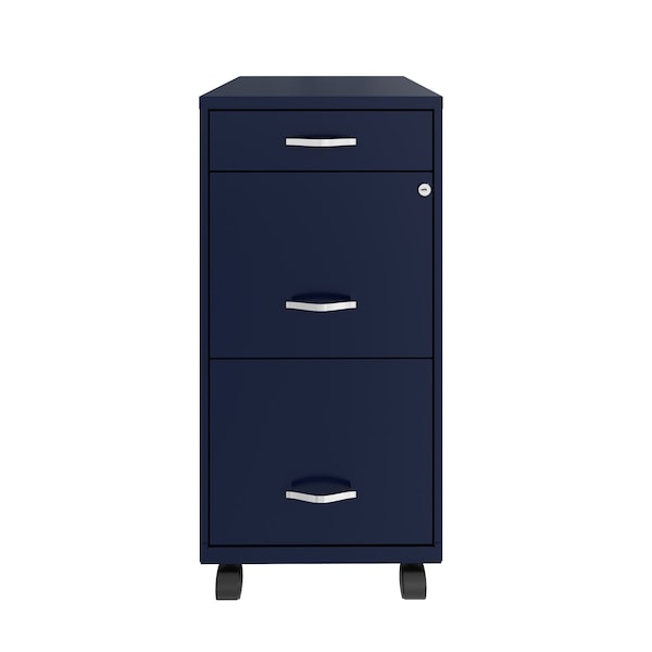 Space Solutions 14.25 in W 3 Drawer Mobile Vertical File Cabinet, Navy - 24420