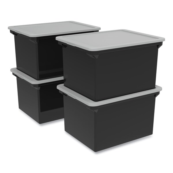 Storex Tote with Comfort Edges, Legal/Letter, 13.9 in. x 18.3 in. x 10.6 in., Black, 4PK - 61528U04C