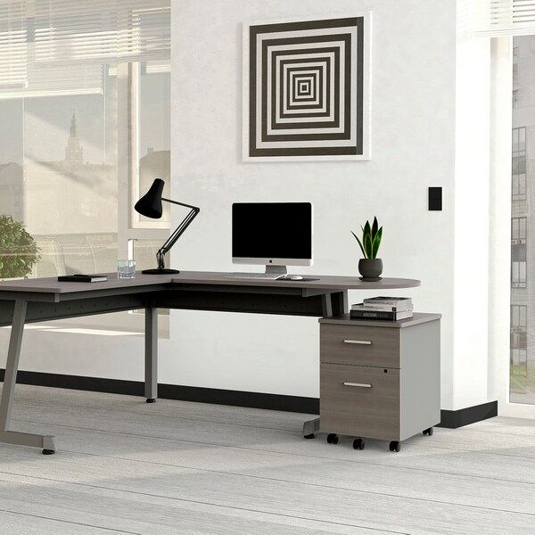 Linea Italia Metal Mobile File Cabinet, 17 inW x 20 inD x 24 inH, Ash Laminate - ZUD106