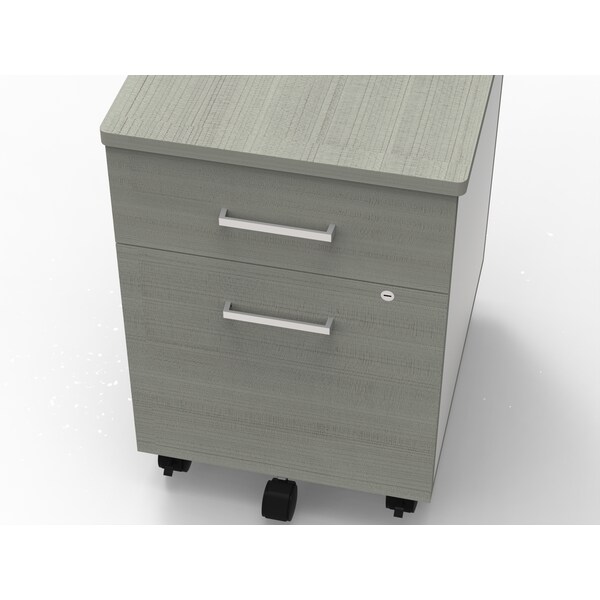 Linea Italia Metal Mobile File Cabinet, 17 inW x 20 inD x 24 inH, Ash Laminate - ZUD106