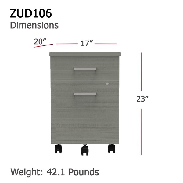 Linea Italia Metal Mobile File Cabinet, 17 inW x 20 inD x 24 inH, Ash Laminate - ZUD106