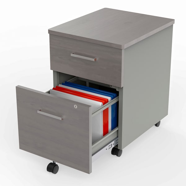 Linea Italia Metal Mobile File Cabinet, 17 inW x 20 inD x 24 inH, Ash Laminate - ZUD106