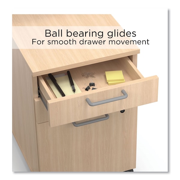 Union & Scale Essentials Three-Drawer Mobile Pedestal File, 2 Box/1 Legal/Letter-Size File Drawers, Natural - UN45695-CC
