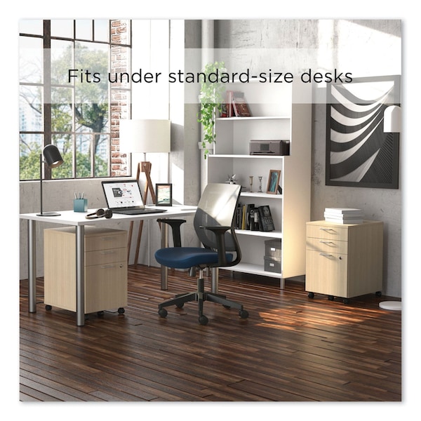 Union & Scale Essentials Three-Drawer Mobile Pedestal File, 2 Box/1 Legal/Letter-Size File Drawers, Natural - UN45695-CC
