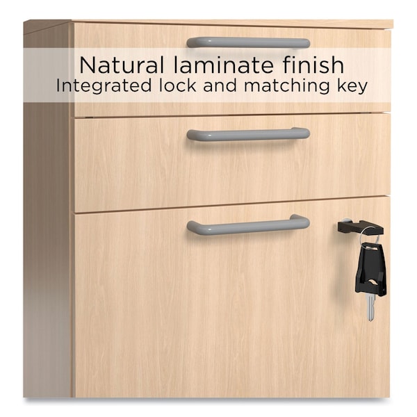 Union & Scale Essentials Three-Drawer Mobile Pedestal File, 2 Box/1 Legal/Letter-Size File Drawers, Natural - UN45695-CC