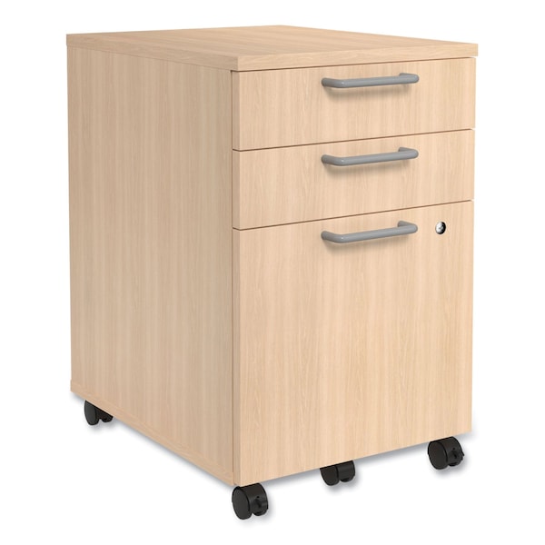 Union & Scale Essentials Three-Drawer Mobile Pedestal File, 2 Box/1 Legal/Letter-Size File Drawers, Natural - UN45695-CC