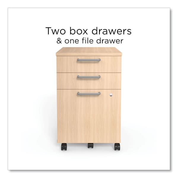 Union & Scale Essentials Three-Drawer Mobile Pedestal File, 2 Box/1 Legal/Letter-Size File Drawers, Natural - UN45695-CC