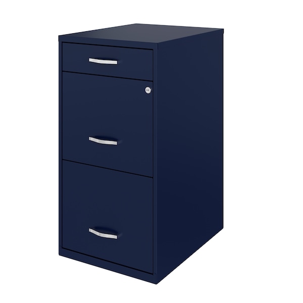 Space Solutions 14.25 in W 3 Drawer Vertical File Cabinet W/ Pencil Drawer, Navy - 24414