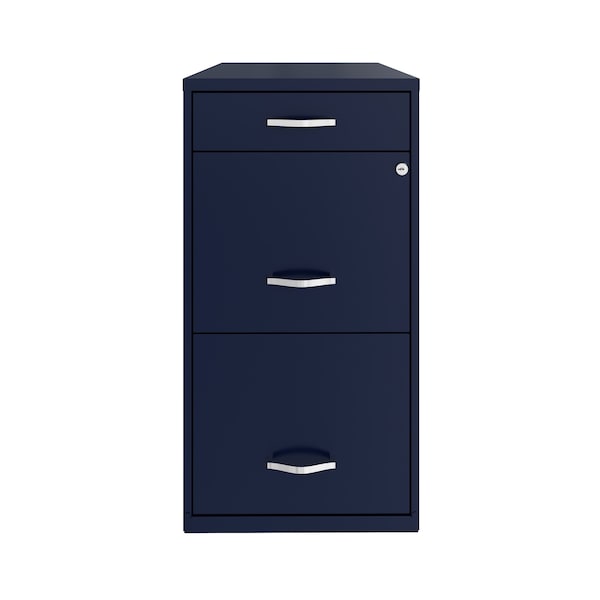 Space Solutions 14.25 in W 3 Drawer Vertical File Cabinet W/ Pencil Drawer, Navy - 24414