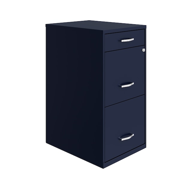 Space Solutions 14.25 in W 3 Drawer Vertical File Cabinet W/ Pencil Drawer, Navy - 24414