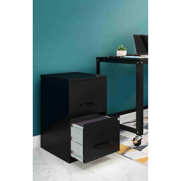 Space Solutions 14.25 in W 2 Drawer Vertical File Cabinet, Black - 14341