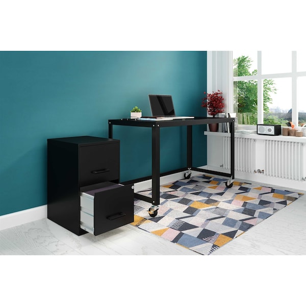 Space Solutions 14.25 in W 2 Drawer Vertical File Cabinet, Black - 14341