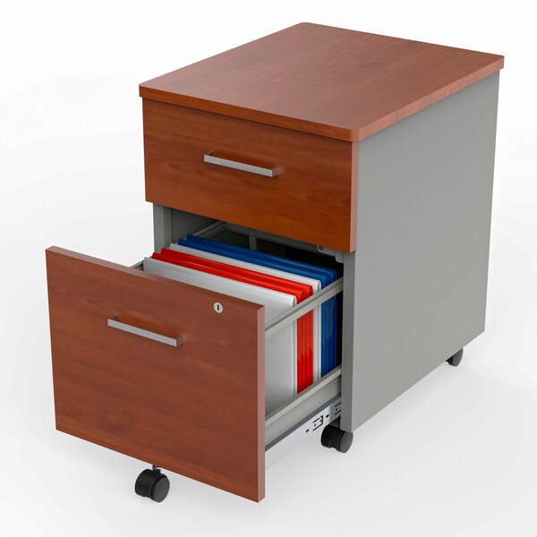 Linea Italia Metal Mobile File Cabinet, 17 inW x 20 inD x 24 inH, Cherry Laminate - ZUC106