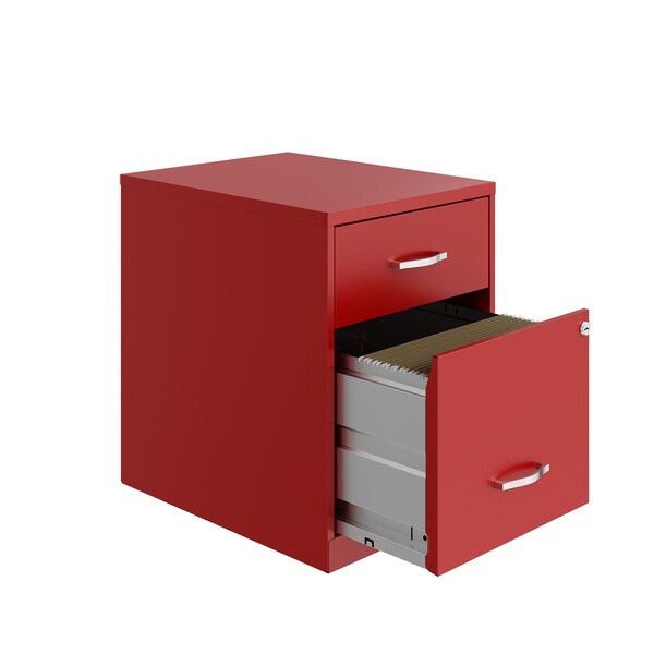 Space Solutions 14.25 in W 2 Drawer Vertical File Cabinet W/ Accessory Drawer, Lava Red - 25968