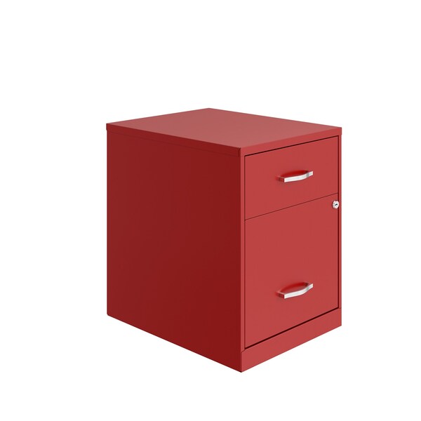 Space Solutions 14.25 in W 2 Drawer Vertical File Cabinet W/ Accessory Drawer, Lava Red - 25968
