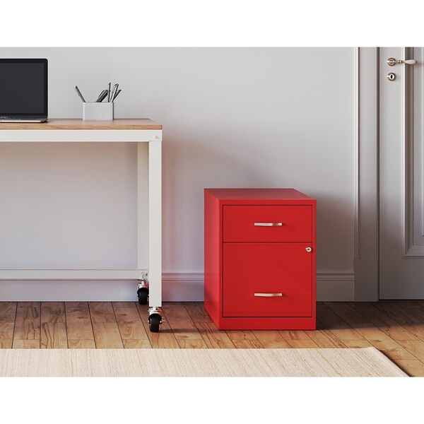 Space Solutions 14.25 in W 2 Drawer Vertical File Cabinet W/ Accessory Drawer, Lava Red - 25968