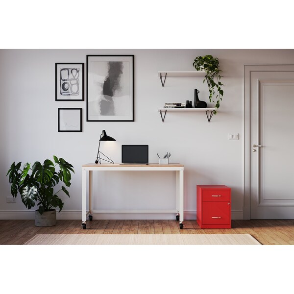 Space Solutions 14.25 in W 2 Drawer Vertical File Cabinet W/ Accessory Drawer, Lava Red - 25968