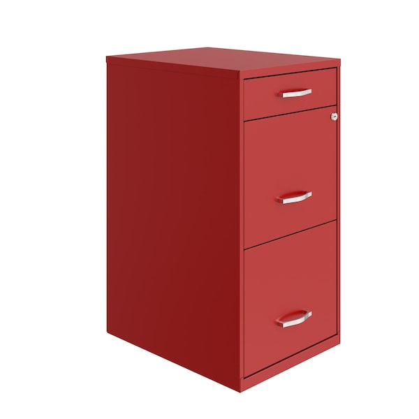 Space Solutions 14.25 in W 3 Drawer Vertical File Cabinet W/ Pencil Drawer, Lava Red - 24417
