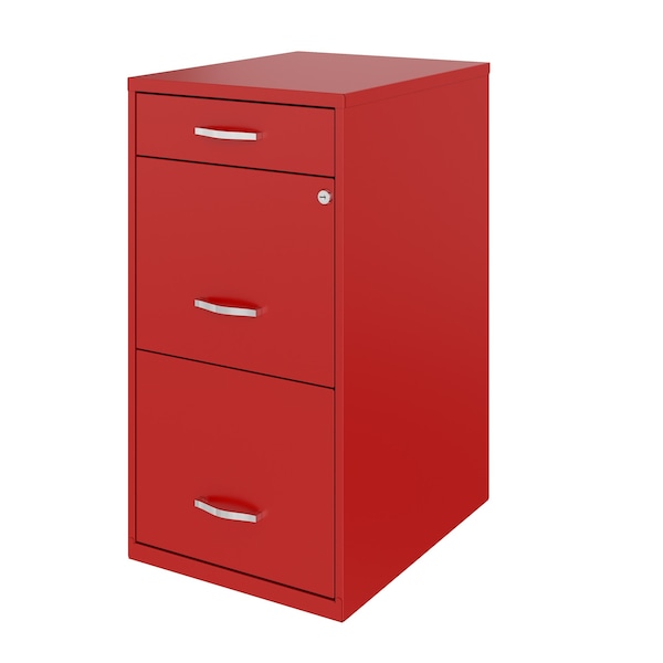 Space Solutions 14.25 in W 3 Drawer Vertical File Cabinet W/ Pencil Drawer, Lava Red - 24417