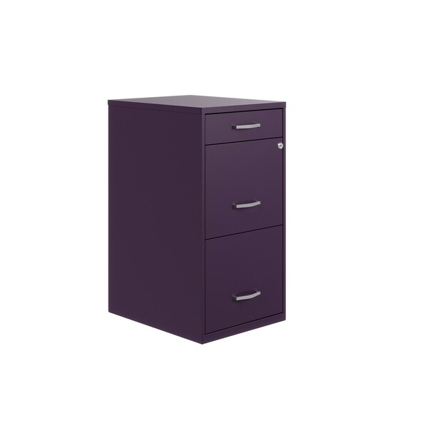Space Solutions 14.25 in W 3 Drawer Vertical File Cabinet W/ Pencil Drawer, Midnight Purple - 25281