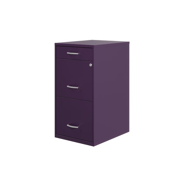 Space Solutions 14.25 in W 3 Drawer Vertical File Cabinet W/ Pencil Drawer, Midnight Purple - 25281