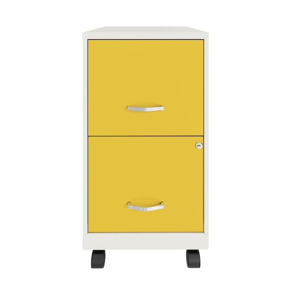 Space Solutions 14.25 in W 2 Drawer Mobile Vertical File Cabinet, Pearl White / Goldfinch - 25337