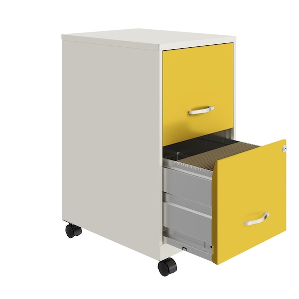 Space Solutions 14.25 in W 2 Drawer Mobile Vertical File Cabinet, Pearl White / Goldfinch - 25337
