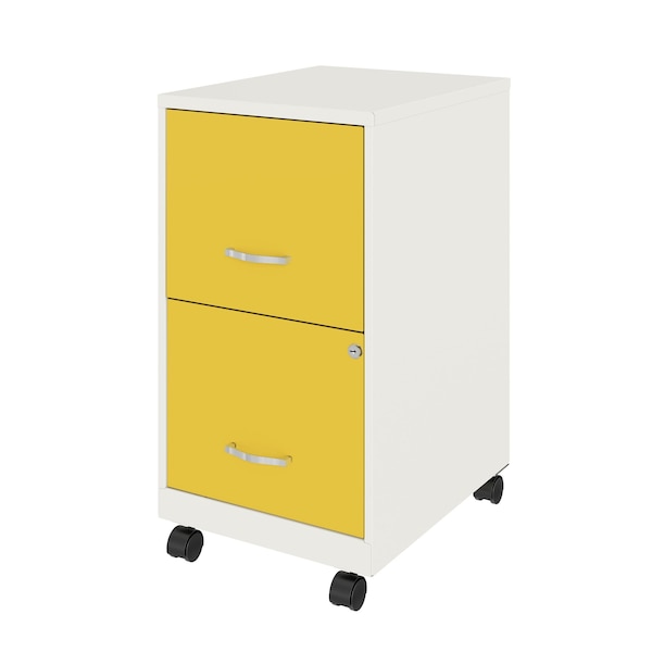 Space Solutions 14.25 in W 2 Drawer Mobile Vertical File Cabinet, Pearl White / Goldfinch - 25337