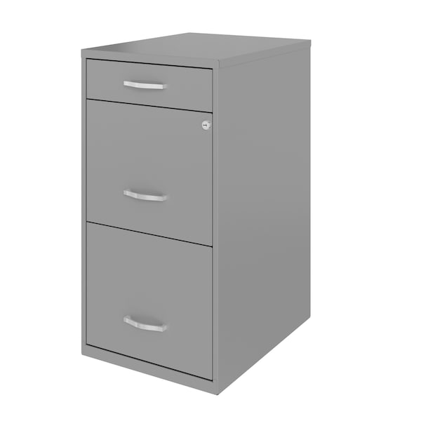 Space Solutions 14.25 in W 3 Drawer Vertical File Cabinet W/ Pencil Drawer, Arctic Silver - 24413