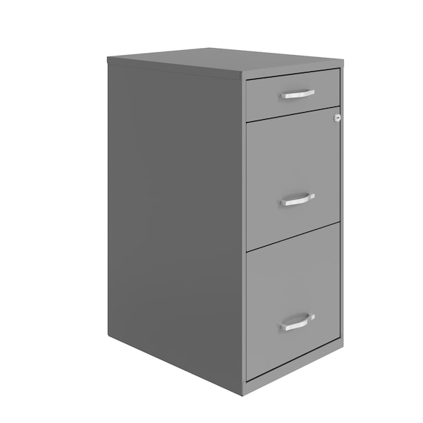 Space Solutions 14.25 in W 3 Drawer Vertical File Cabinet W/ Pencil Drawer, Arctic Silver - 24413